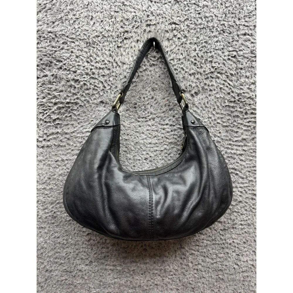 Marc Jacobs Authentic Womens Leather Turn Lock Hobo Shoulder Bag Black 13.5 x 6